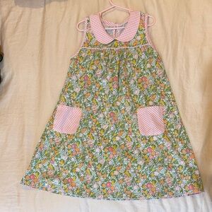 Floral Kids Casual Dress with Pink Accents